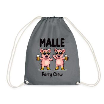 Malle Party Crew Funny Pigs Beer Fun - Drawstring Bag - grey - Front