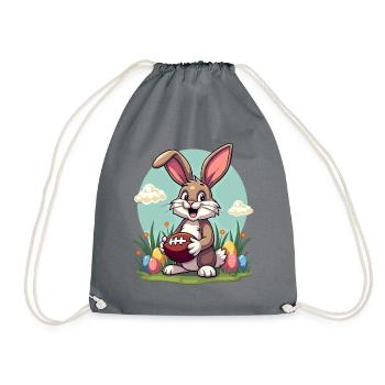 American Football Easter Bunny Sports Easter Fun - Drawstring Bag - grey - Front
