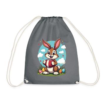 American Football Easter Bunny Sports Easter Fun - Drawstring Bag - grey - Front