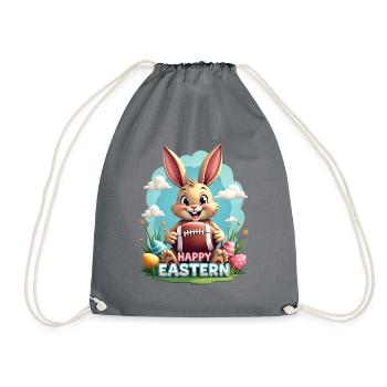 American Football Happy Eastern Easter Bunny Sports - Drawstring Bag - grey - Front