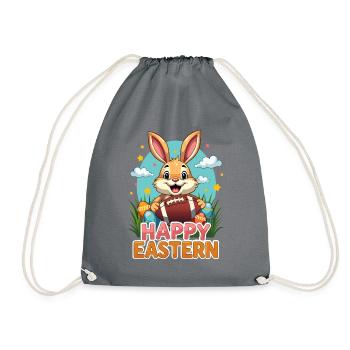 American Football Happy Eastern Easter Bunny Sports - Drawstring Bag - grey - Front