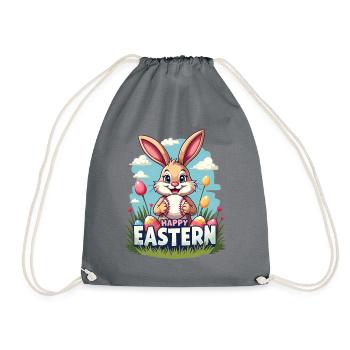 Baseball Happy Eastern Osterhase Sport - Turnbeutel - Grau - Vorne