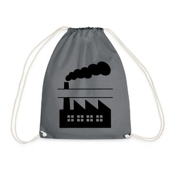 Factory with smoke name banner - Drawstring Bag - grey - Front