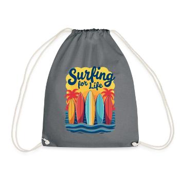 Surfing for Life Wave Boards & Beach - Drawstring Bag - grey - Front