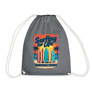 Surfing for Life Wave Boards & Beach - Drawstring Bag - grey - Front
