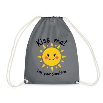 Kiss Me I'm Your Sunshine Sonne Sommer - Turnbeutel - Grau - Vorne