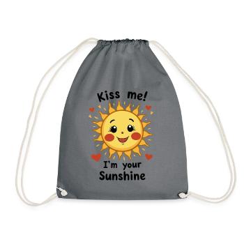 Kiss Me I'm Your Sunshine Sonne Sommer - Turnbeutel - Grau - Vorne