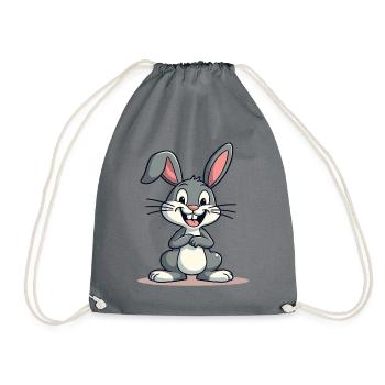 Funny Easter Bunny Cute Bunny Easter - Drawstring Bag - grey - Front