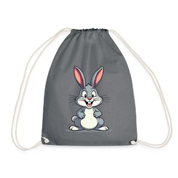 Funny Easter Bunny Cute Bunny Easter - Drawstring Bag - grey - Front