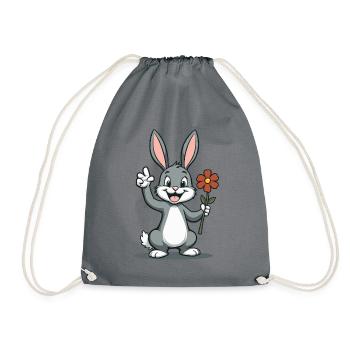 Funny Easter Bunny Cute Bunny Easter - Drawstring Bag - grey - Front