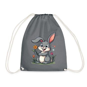 Funny Easter Bunny Cute Bunny Easter - Drawstring Bag - grey - Front