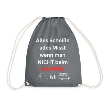 Funny Camping Outdoor Vacation Men Women - Drawstring Bag - grey - Front