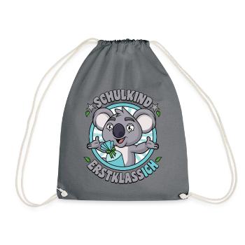 Schulkind Erstklassig Koala Bär Erstklassich - Turnbeutel - Grau - Vorne