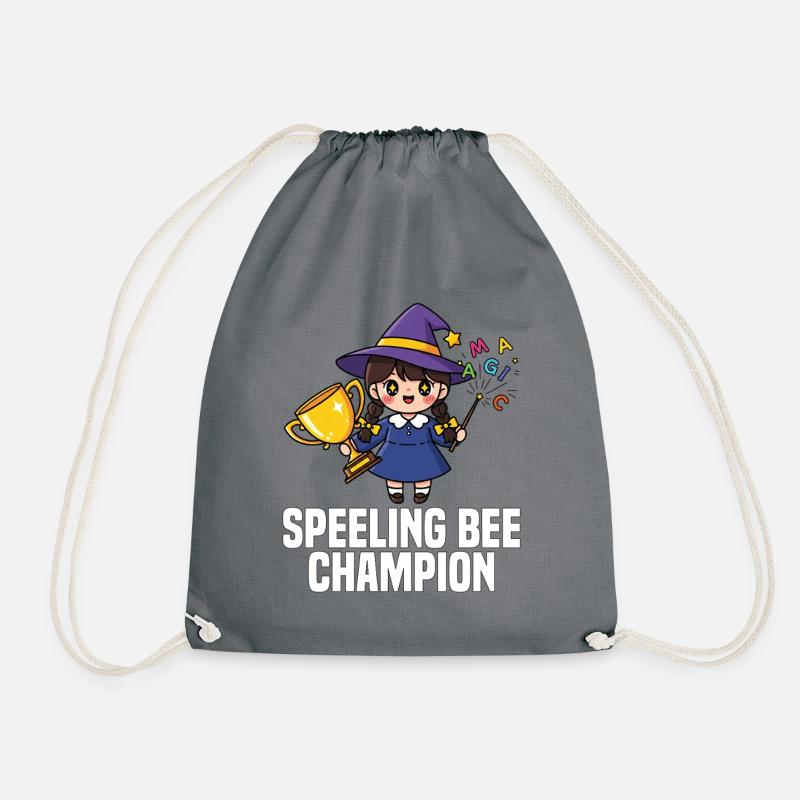 SPEELING BEE CHAMPION - WITCH HALLOWEEN - Drawstring Bag - grey