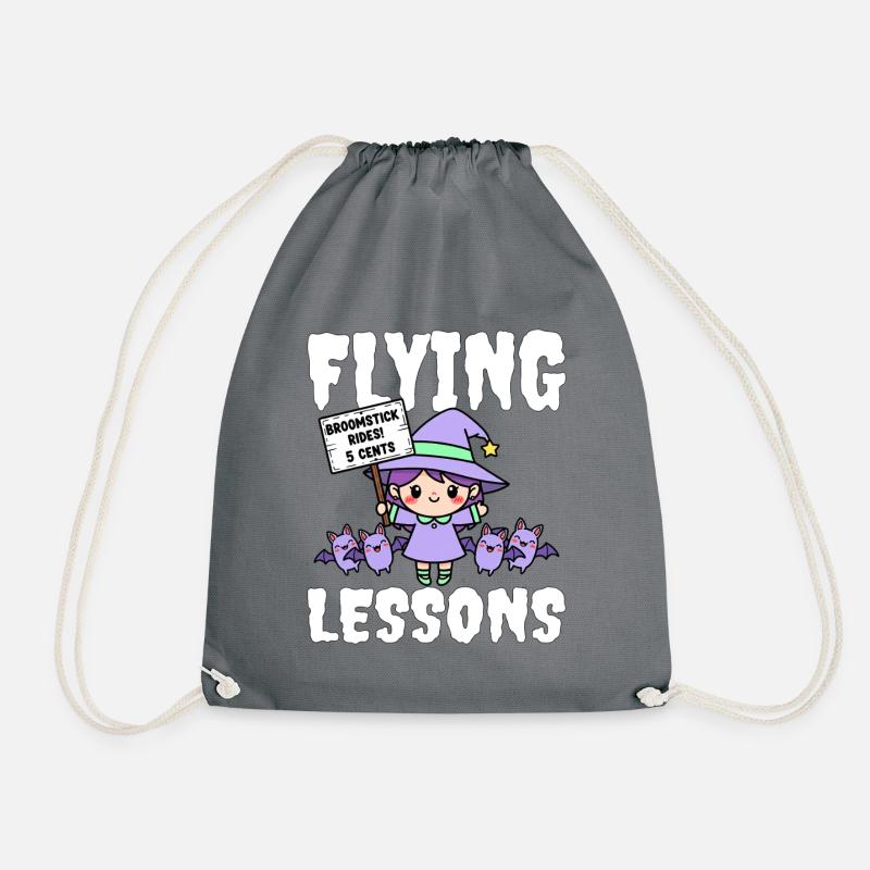 FLYING LESSONS - WITCH HALLOWEEN - Drawstring Bag - grey