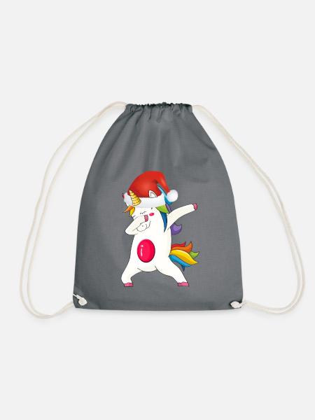 Abpuppen von Santa Unicorn Weihnachtsweihnachten Lustige Weihnachtsfeiertage - Turnbeutel - Grau