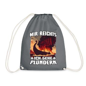 Vikingenschiff im Plünderrausch - Turnbeutel - Grau - Vorne