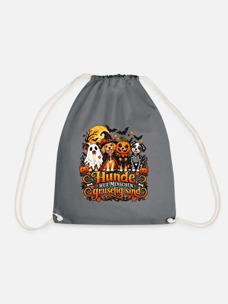 Hunde weil Menschen gruselig sind Halloween - Turnbeutel - Grau