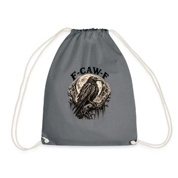 F-CAW-F Gothic Skeleton Raven Full Moon Dark - Turnbeutel - Grau - Vorne