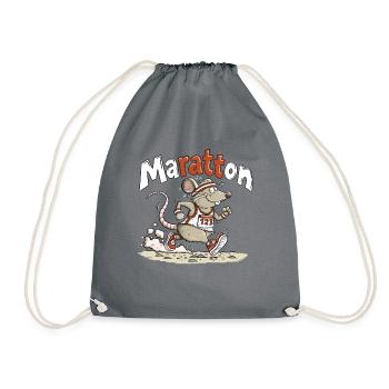 Maratton Ratte Marathon Läufer Humor Design - Turnbeutel - Grau - Vorne