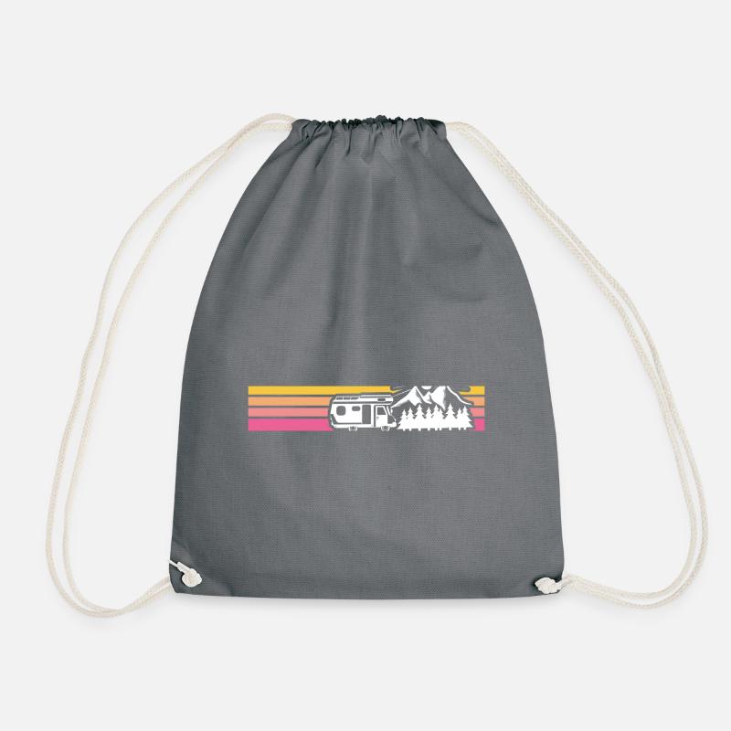 Camper Camping Camping Strip - Drawstring Bag - grey