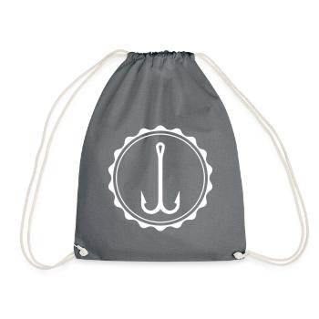 hameçon symbole emblème icône de pêche - Sac de sport léger - gris - Devant