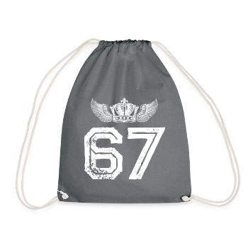 67 Zahl Krone - Turnbeutel - Grau - Vorne