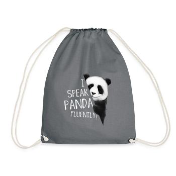 I speak panda fluently! Panda Fan Fun - Drawstring Bag - grey - Front