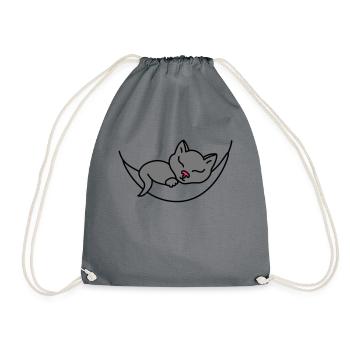 Sleeping Cat - Drawstring Bag - grey - Front