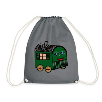 Happy Bauwagen Haus Häuschen fröhlich wohnen Hütte - Sac de sport léger - gris - Devant