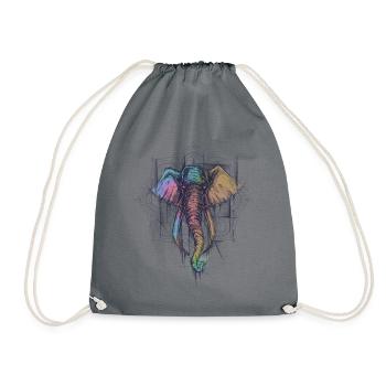 elephant coloré + mandala - Sac de sport léger - gris - Devant