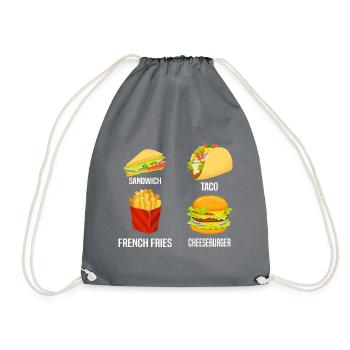 Sandwich Taco French Fries Cheeseburger - Turnbeutel - Grau - Vorne
