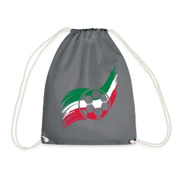 Flag Ball Italy Italian Football Fan Logo - Drawstring Bag - grey - Front