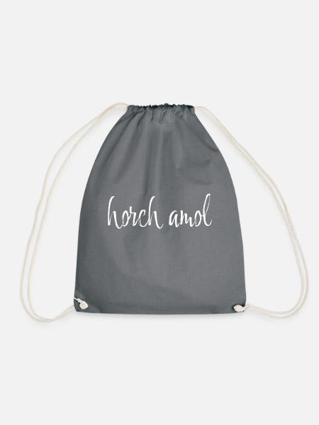 Horch Amol - Fränkischer Ausdruck (länglich, weiß) - Turnbeutel - Grau