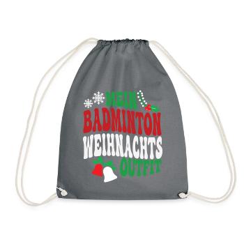 Weihnachten Badminton Badmintonspieler XMAS Outfit - Turnbeutel - Grau - Vorne