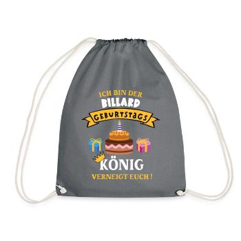 Billard König Geburtstag Spieler Trainer Geb - Turnbeutel - Grau - Vorne