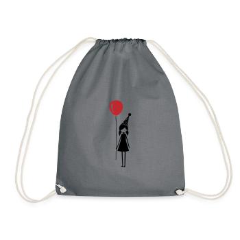 Birthday Balloon Girl Children's Birthday Party - Drawstring Bag - grey - Front