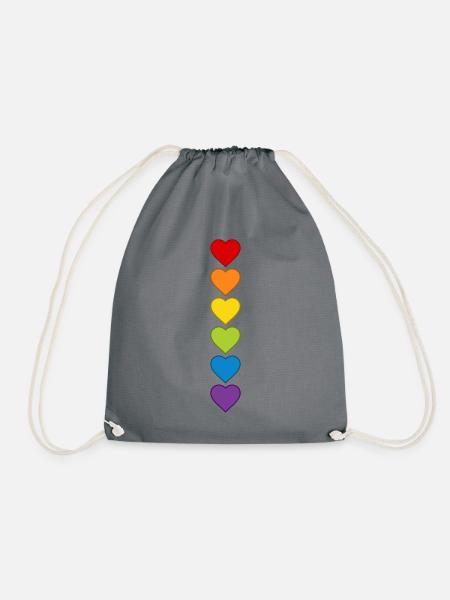 LGBTQIA+ CSD Herz Regenbogen Herzen Pride Month - Turnbeutel - Grau