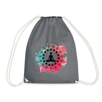Yoga / Meditaion / Watercolor Namaste Gift Idea - Drawstring Bag - grey - Front