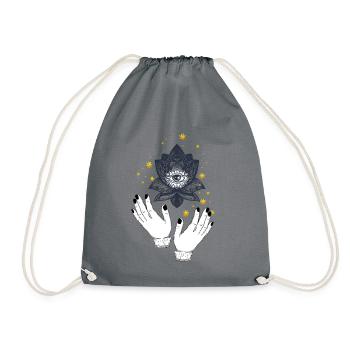 Hamsa/ Yoga/ Meditation Namaste geschenkidee - Turnbeutel - Grau - Vorne