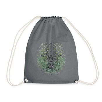 Hamsa / yoga / meditation / third eye / geometry - Drawstring Bag - grey - Front