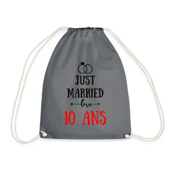 JUST MARRIED ANNIVERSAIRE DE MARIAGE 10 ANS - Sac de sport léger - gris - Devant