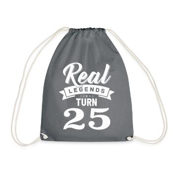 Real Legends Turn 25, 25 Birthday - Drawstring Bag - grey - Front