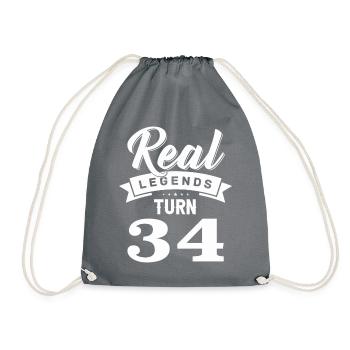Real legends turn 34, 34 birthday - Drawstring Bag - grey - Front