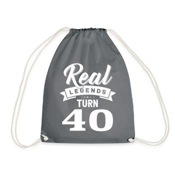 Real legends turn 40, 40 birthday - Drawstring Bag - grey - Front