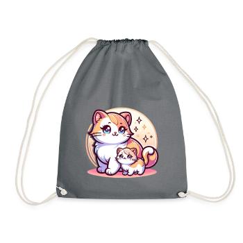 Mignon chat maman avec chaton devant - Sac de sport léger - gris - Devant