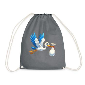 Niedlicher Storch Mit Babybündel Illustration - Turnbeutel - Grau - Vorne