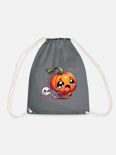 Kawaii Kürbis Mit Süßem Geist - Turnbeutel - Grau
