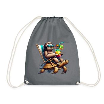 Entspannter Faultier-Turtle Cocktail - Turnbeutel - Grau - Vorne