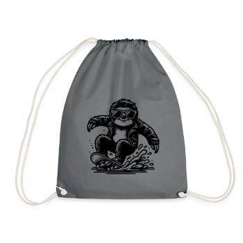 Casual Skateboard Sloth Adventure - Drawstring Bag - grey - Front